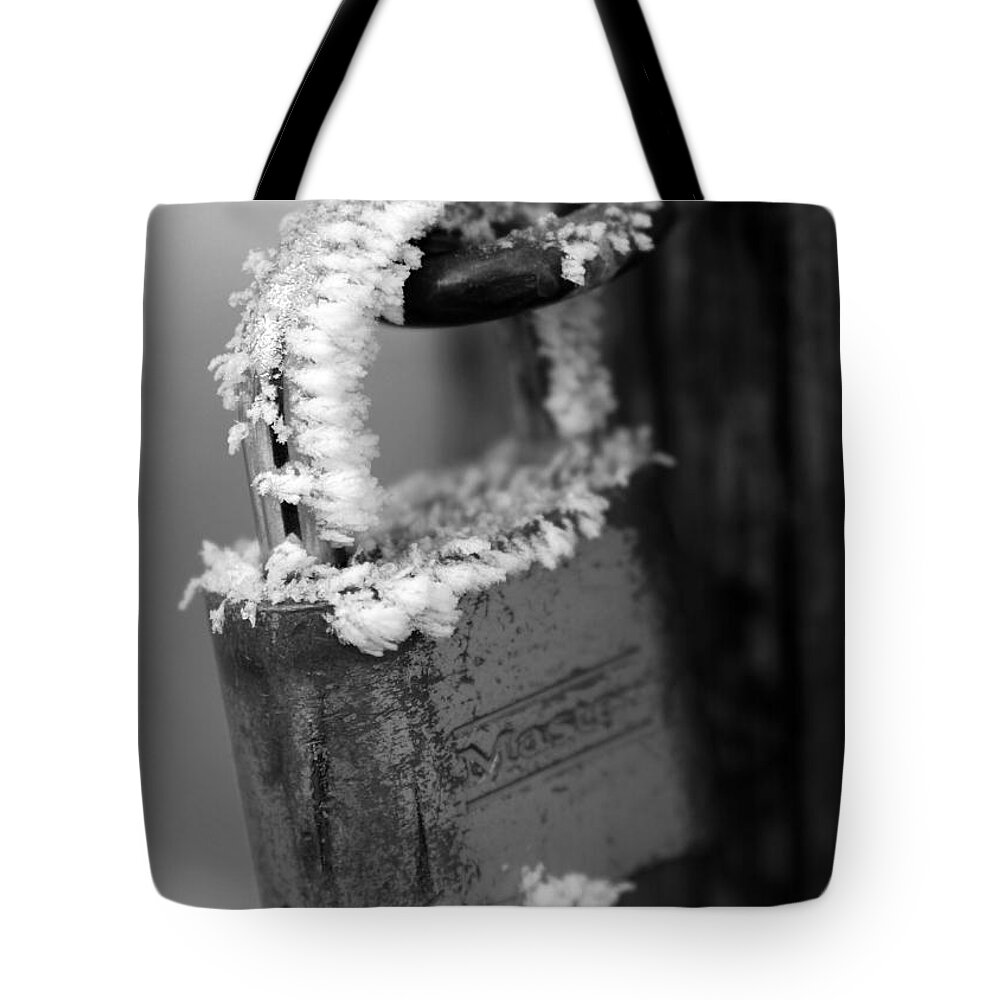 Frost Tote Bag featuring the photograph Frozen Lock by Rick Wilking