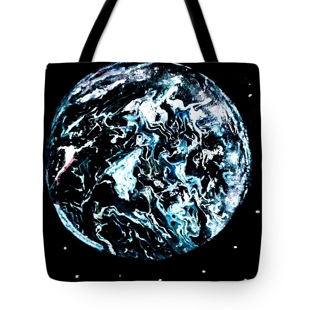 Frozen Tote Bag featuring the painting Frozen planet by Anna Adams