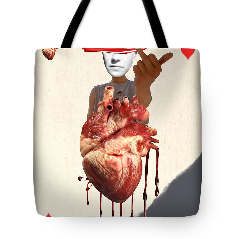 Mixed Media Tote Bag featuring the digital art Fuck you by Tanja Leuenberger
