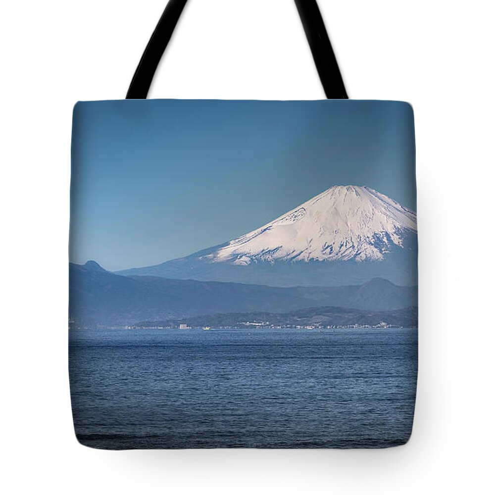 Fuji-san Tote Bag featuring the photograph Fuji Across the Bay by Bill Chizek