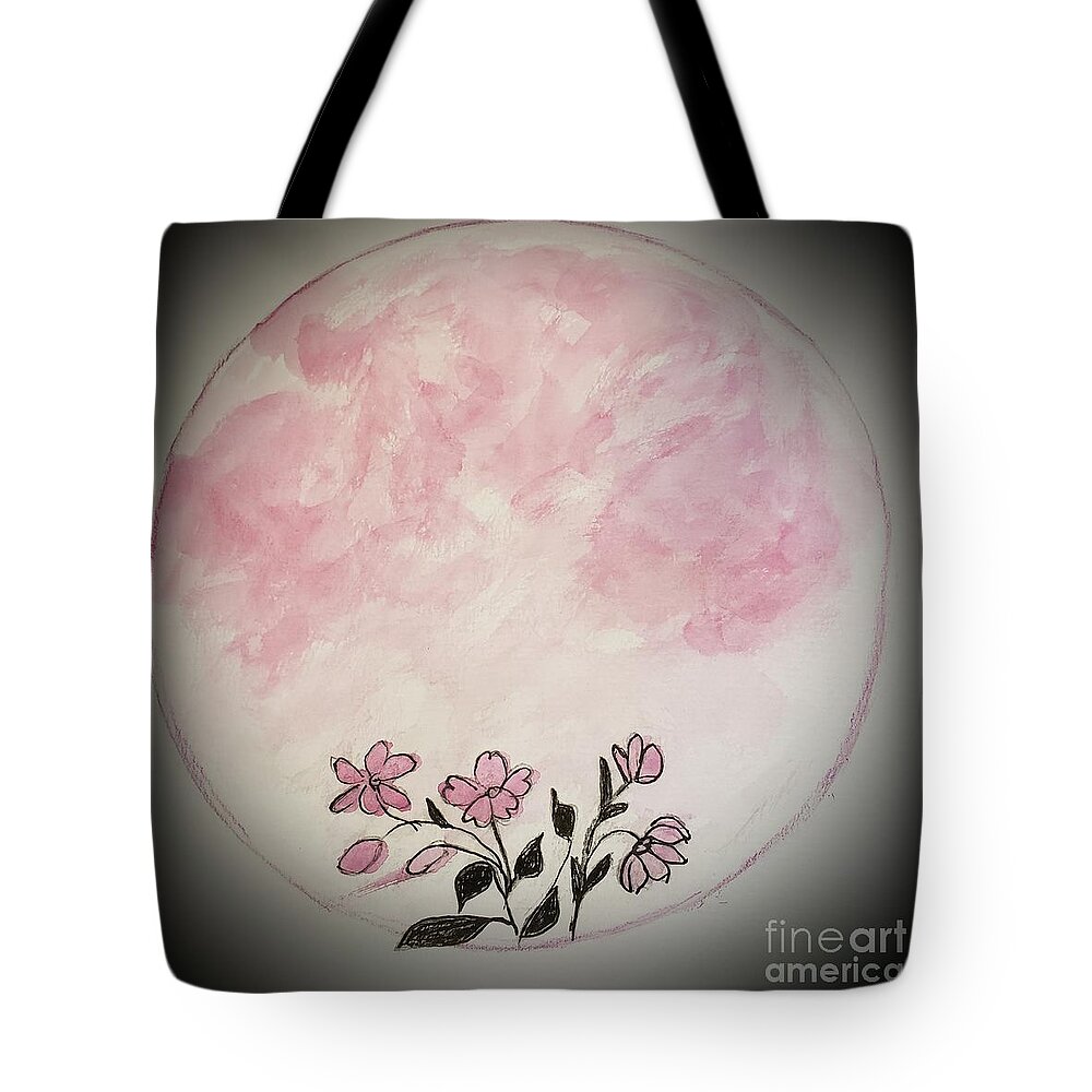Spiritual Walk In The Park Tote Bag featuring the painting Full Flower Moon by Margaret Welsh Willowsilk