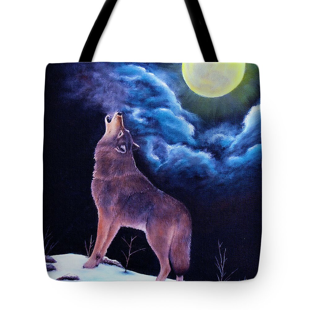 Wolf Tote Bag featuring the painting The Wandering Wolf by Shirley Dutchkowski