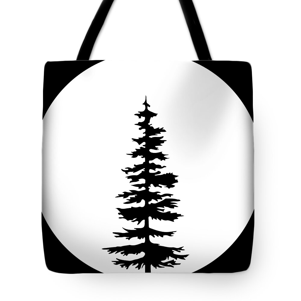Glow Tote Bag featuring the digital art Full Moon Tree Silhouette by Pelo Blanco Photo