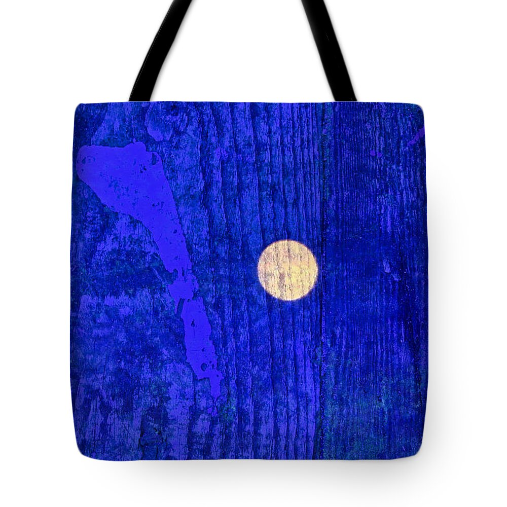 Moon Tote Bag featuring the digital art Daytime Full Moon Wood and Paint by Russ Considine