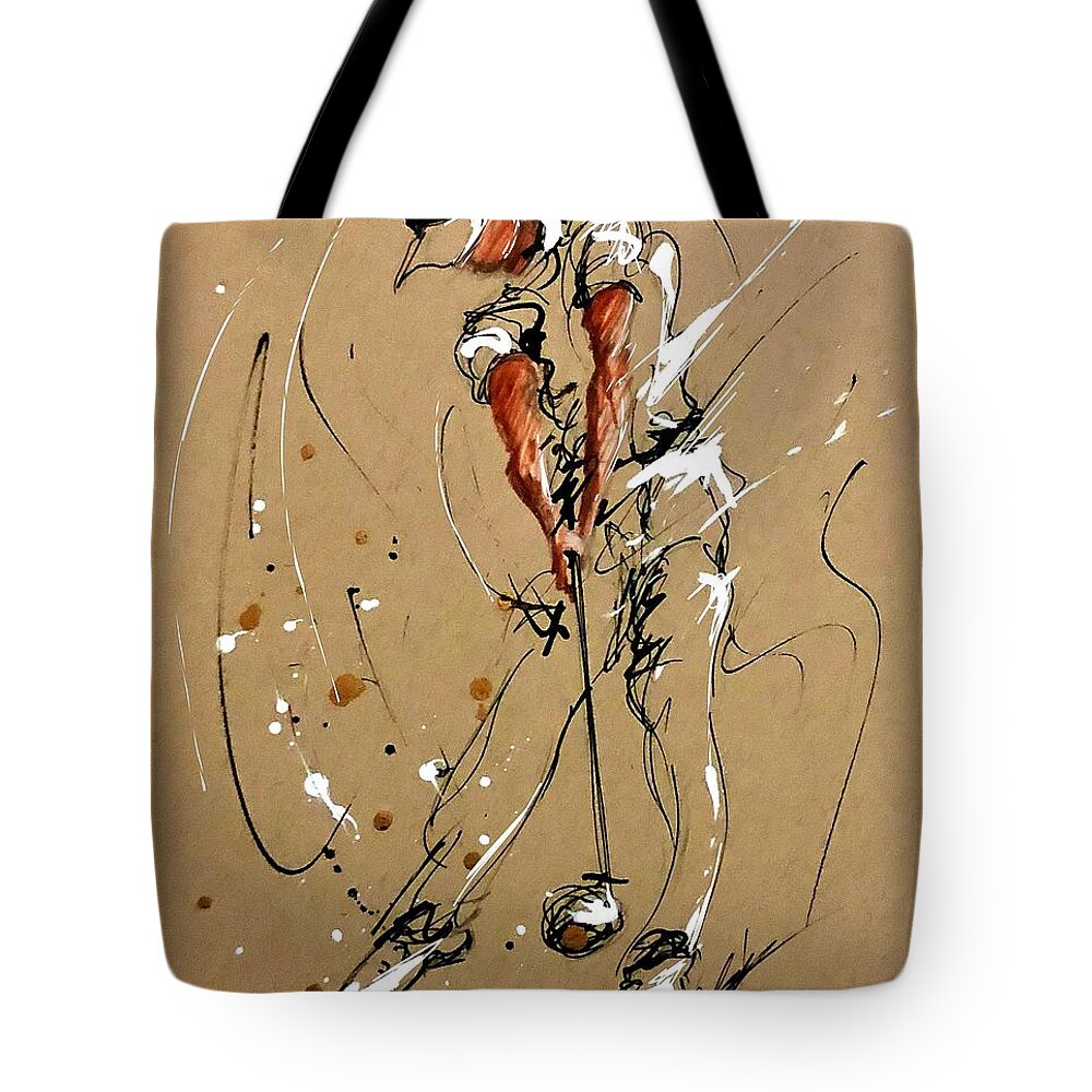 Golf Tote Bag featuring the drawing Full Swing by C F Legette