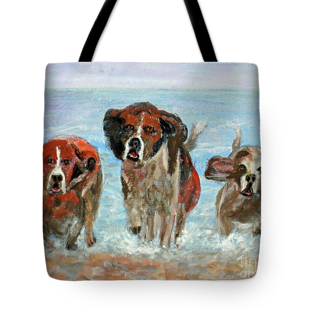 Animals Tote Bag featuring the painting Fun Run by Lyric Lucas