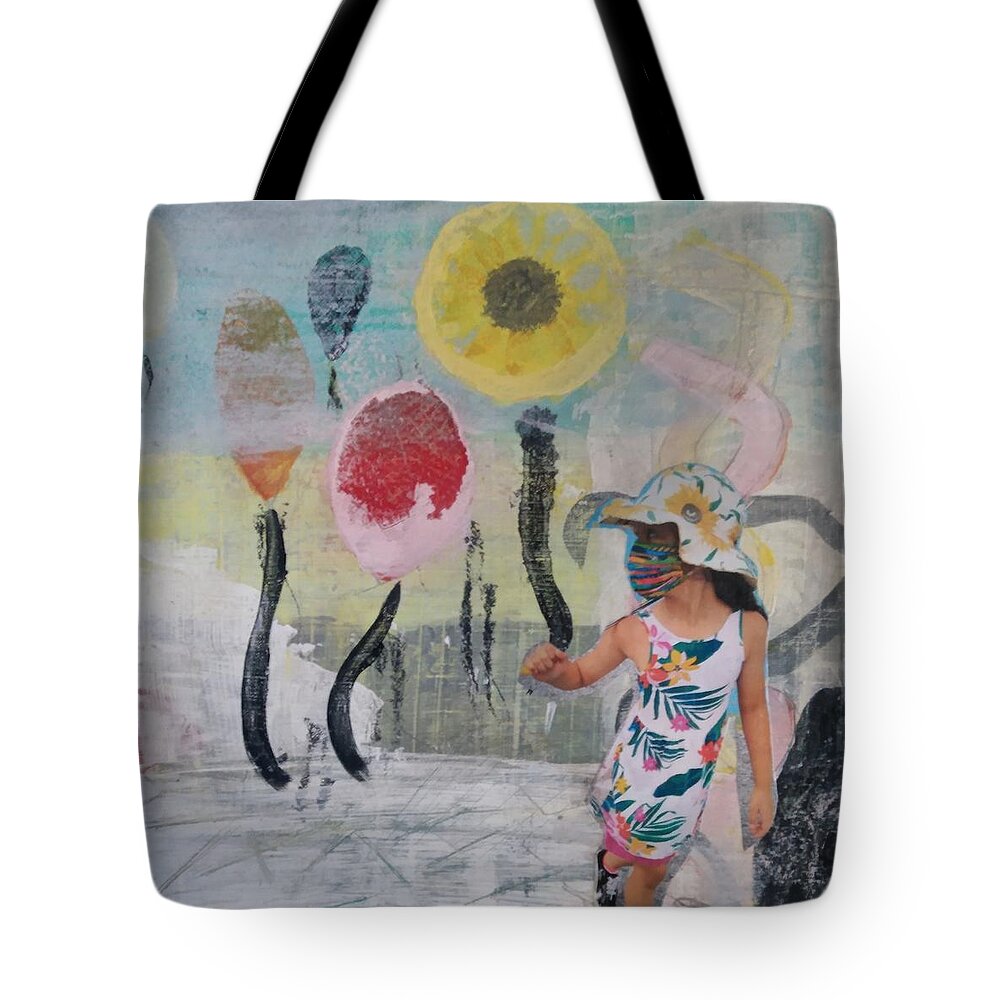 Balloons Tote Bag featuring the mixed media Fun with Balloons by Suzanne Berthier