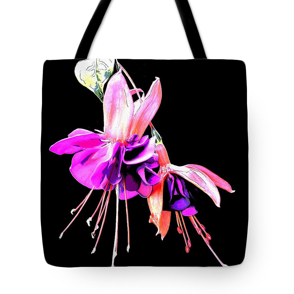 Flowers Tote Bag featuring the mixed media Fuschia by Pennie McCracken