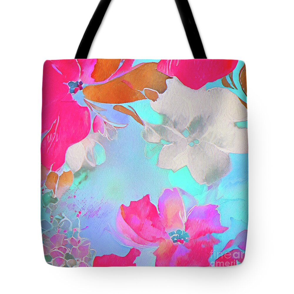  Tote Bag featuring the mixed media Fuscia Frenzy by Holly Winn Willner