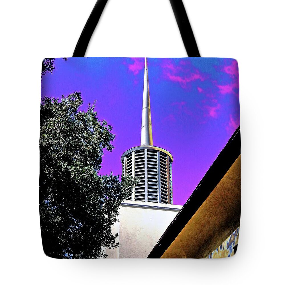 Spire Tote Bag featuring the photograph Futuristic Sky Needle by Andrew Lawrence