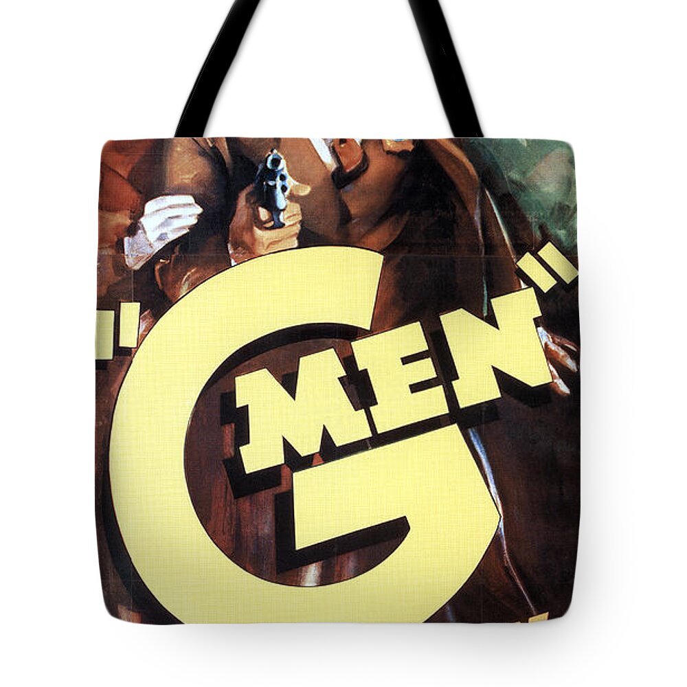 James Cagney Tote Bag featuring the mixed media ''G Men'' - 1935 by Movie World Posters