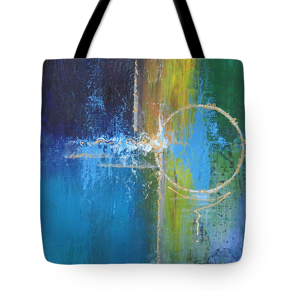 Abstract Tote Bag featuring the painting Galactalinguatic by Raymond Fernandez