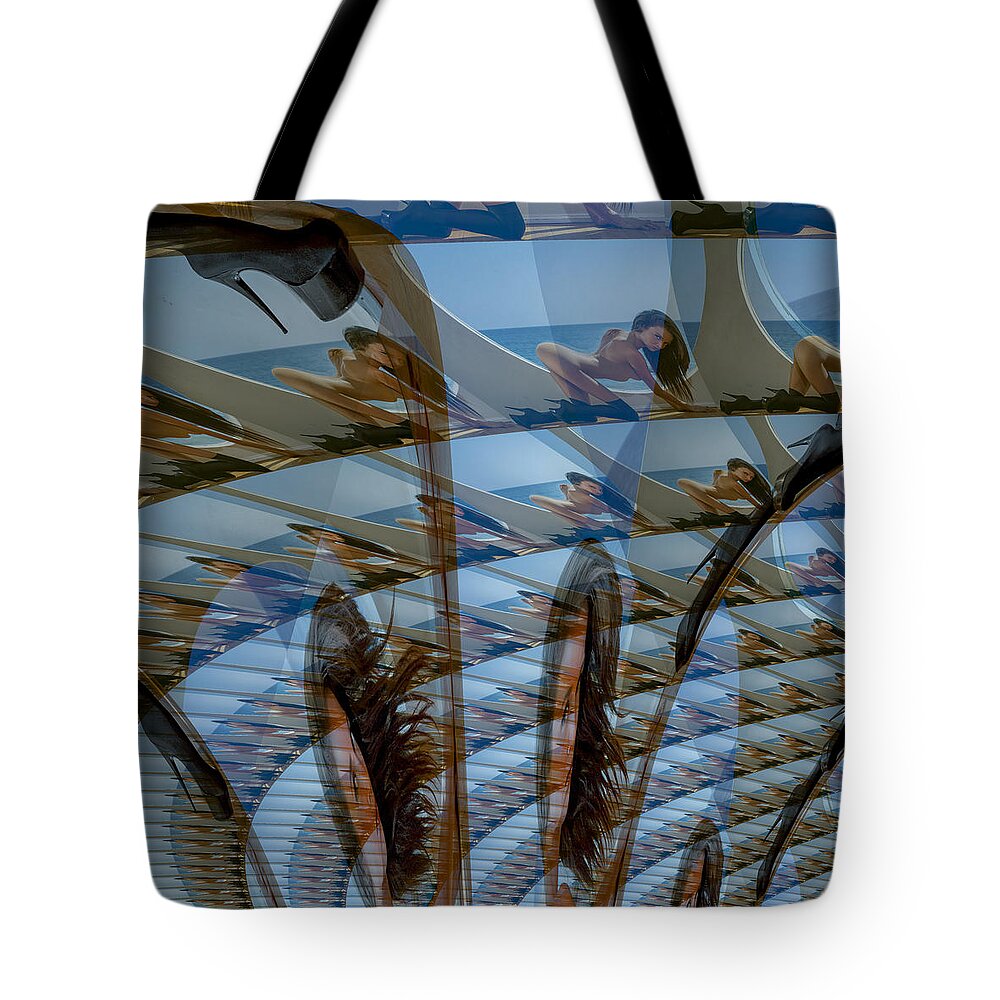 Trqoe Tote Bag featuring the mixed media Galactic Dream Eight by Stephane Poirier