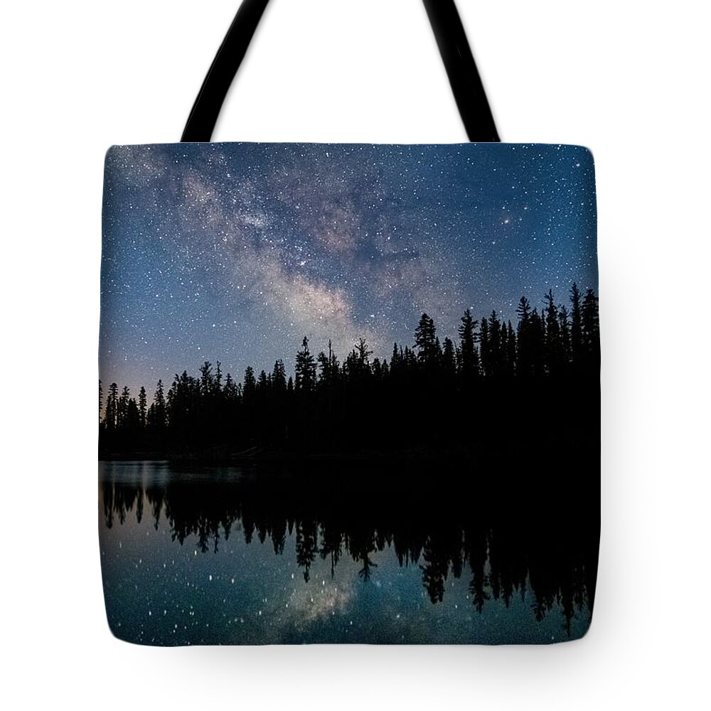 Milky Way Tote Bag featuring the photograph Galactic Reflections by Randy Robbins
