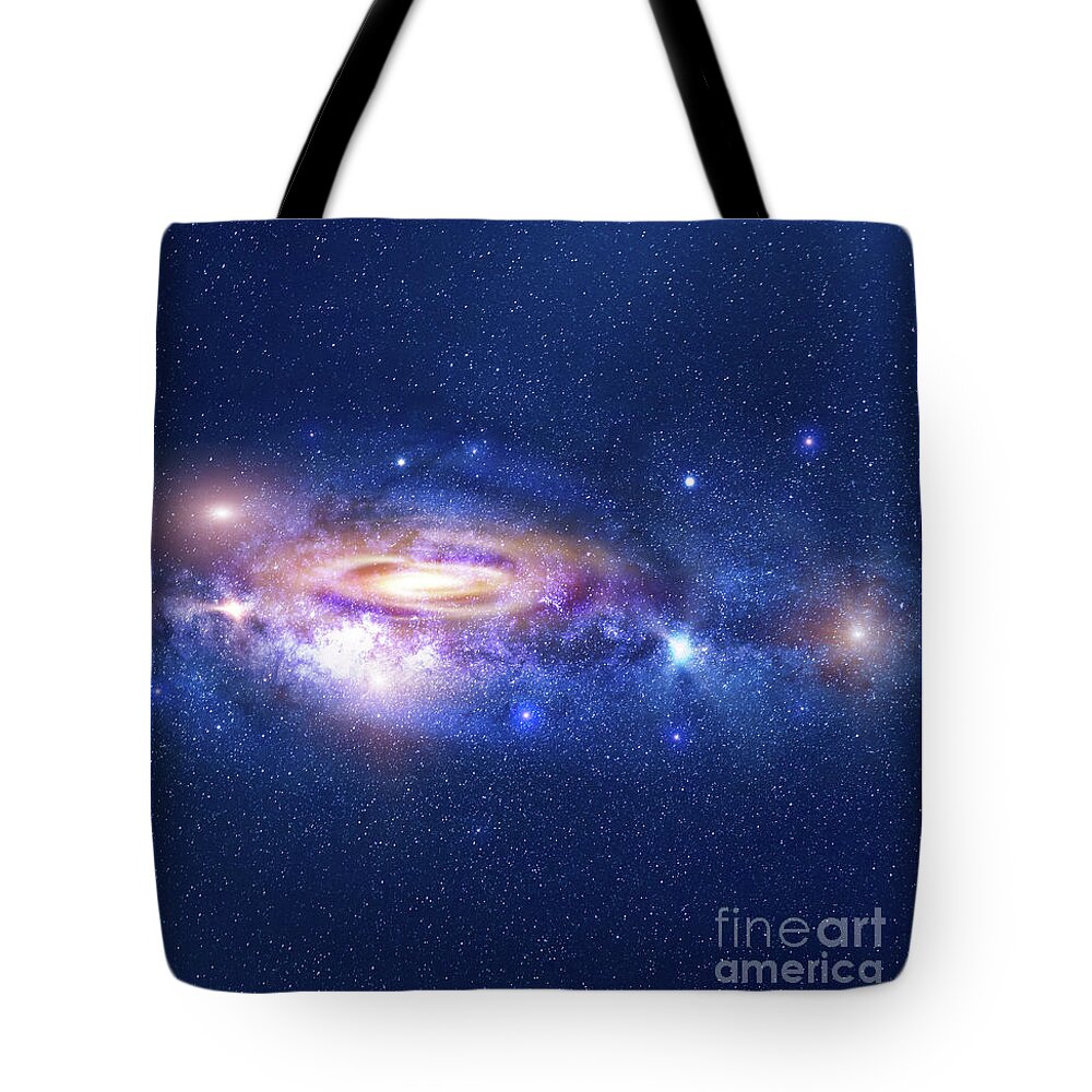 Galaxy Tote Bag featuring the photograph Galaxy in deep space by Benny Marty