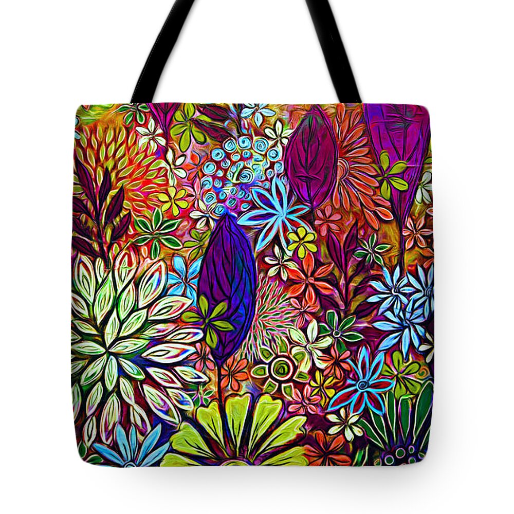 Garden Landscape Tote Bag featuring the mixed media Garden Landscape. by Trudee Hunter
