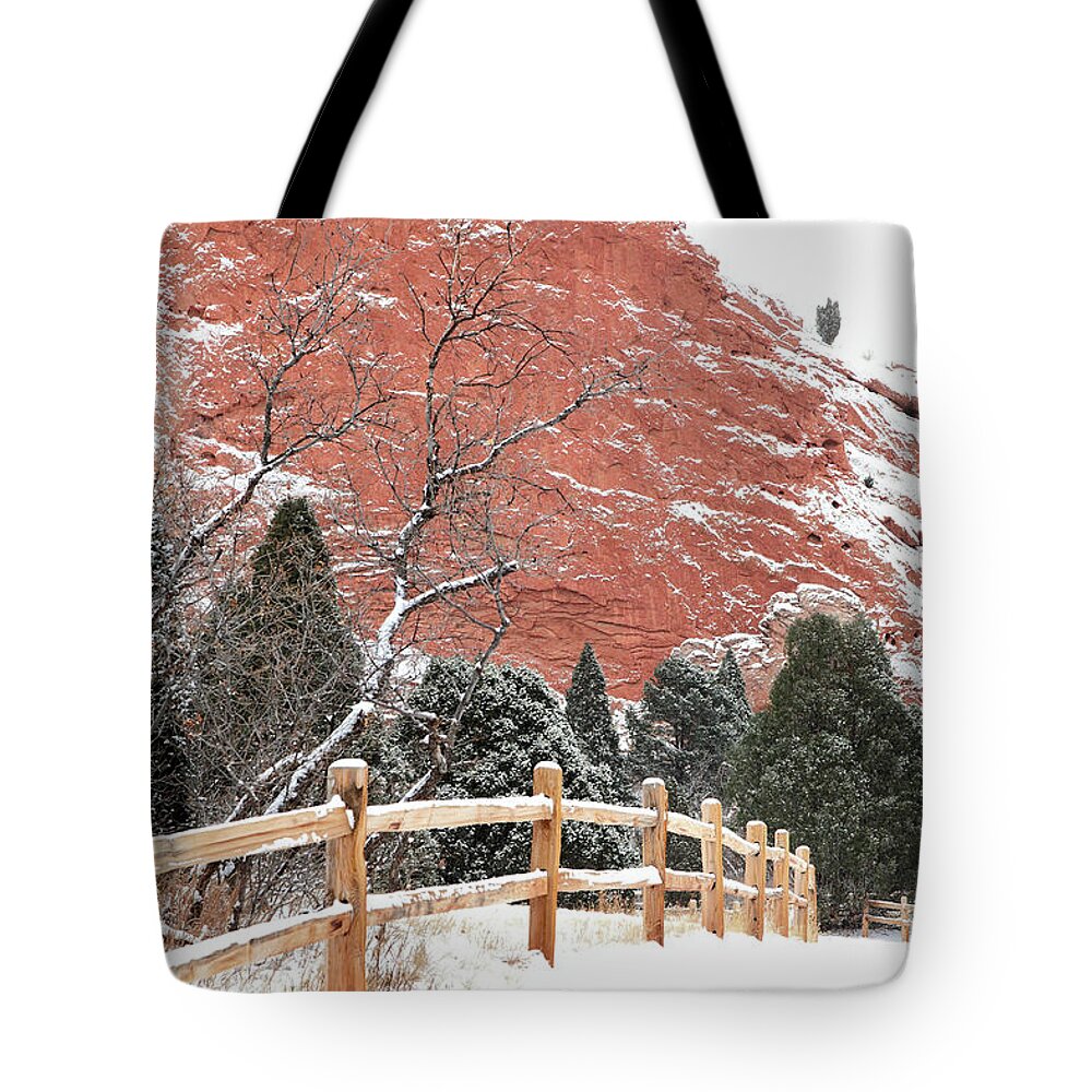 Garden Of The Gods Tote Bag featuring the photograph Garden of the Gods Snow by Bob Falcone