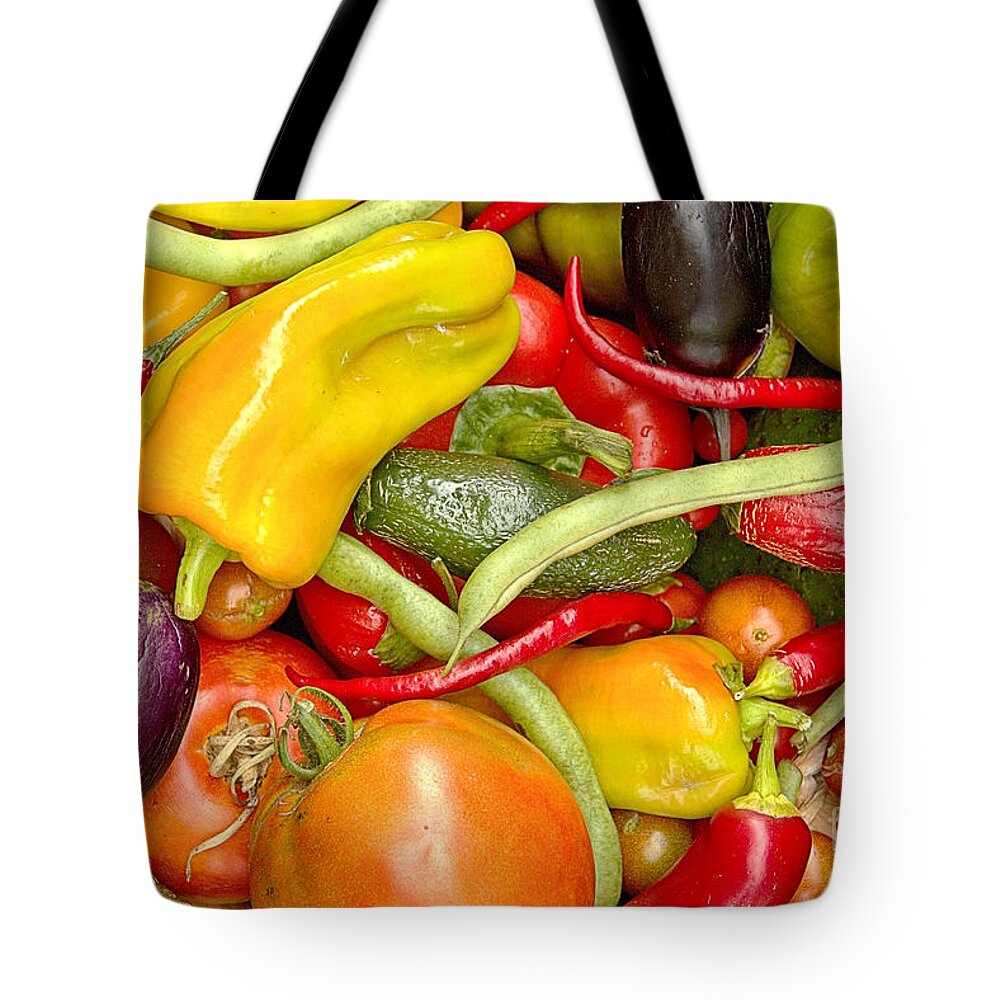 Peppers Tote Bag featuring the photograph Garden Vegetable Collection by Adam Jewell