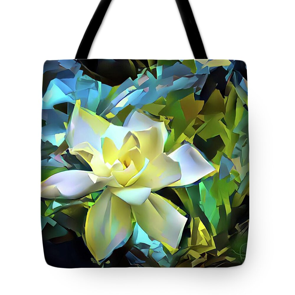 Flower Tote Bag featuring the digital art Gardenia Blossom 2 by Ludwig Keck