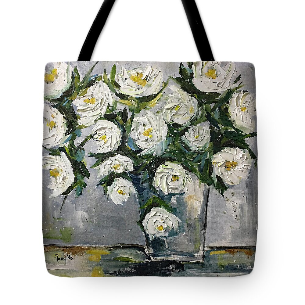 Gardenias Tote Bag featuring the painting Gardenias in Bloom by Roxy Rich