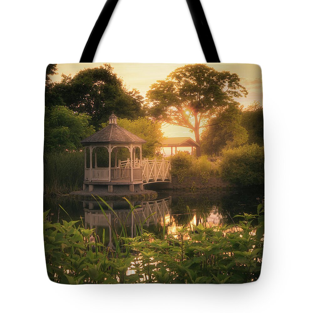 Franko Tote Bag featuring the photograph Gazebo Sunset Natural Surroundings by Jason Fink