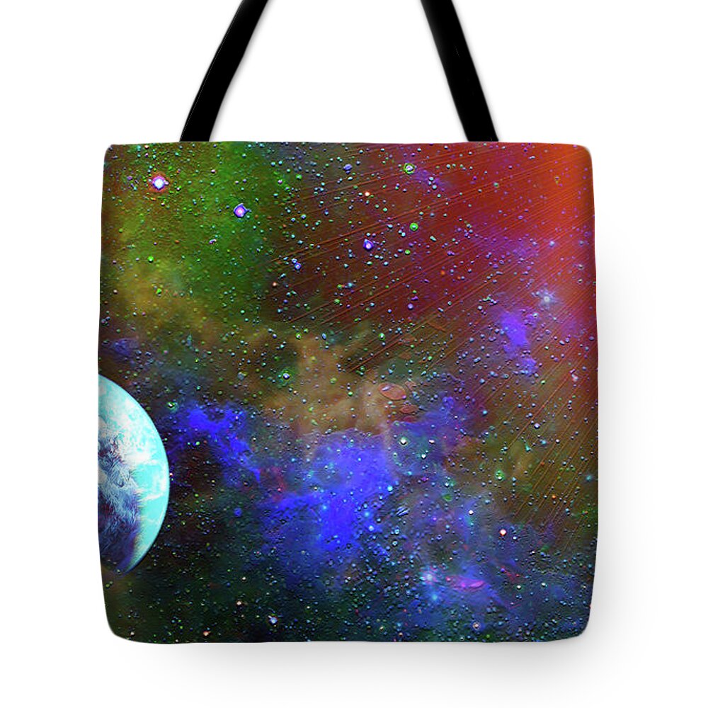 Outer Space Tote Bag featuring the digital art Gazing at the Sun by Don White Artdreamer