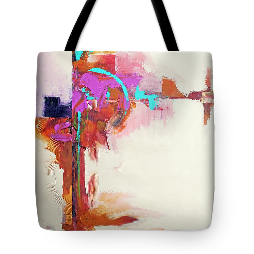 Abstract Landscape Tote Bag featuring the painting GC BoomTown by Robin Valenzuela