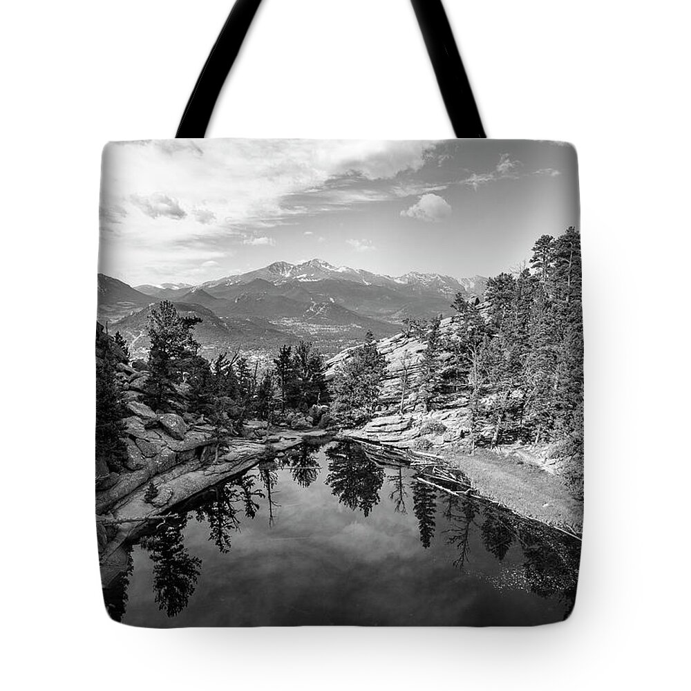 Gem Lake Tote Bag featuring the photograph Gem Lake Black and White by Aaron Spong