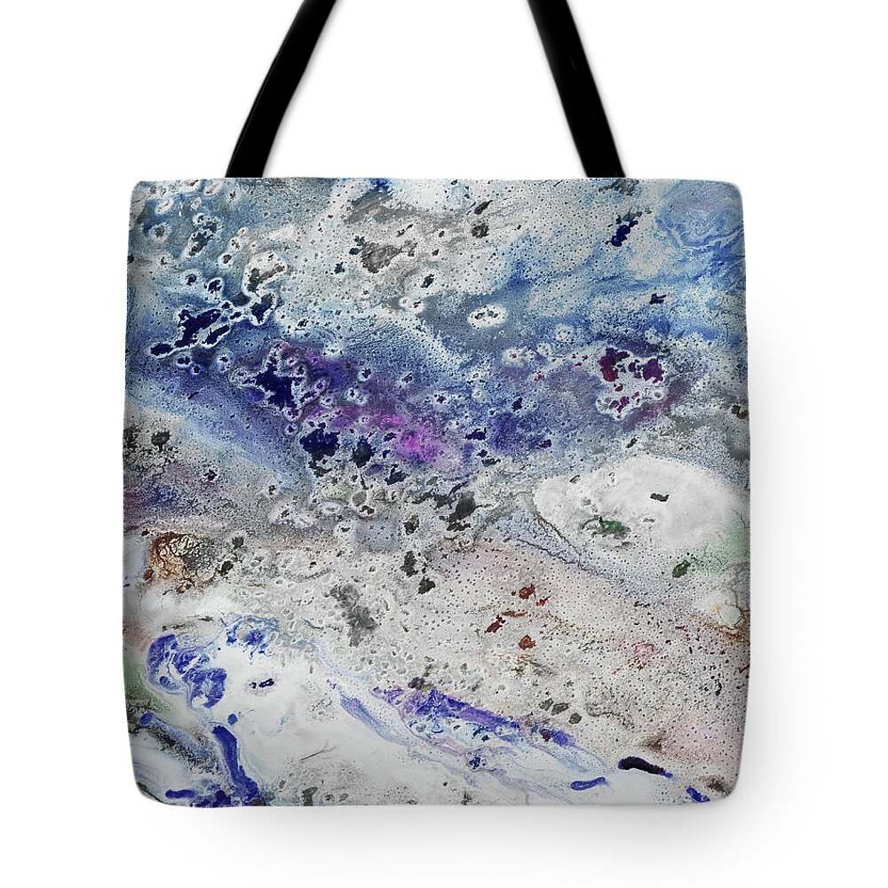 Beach Art Tote Bag featuring the painting Gem Of The Sea Salty Blue Waves Of Crystals Watercolor Beach Art Decor IV by Irina Sztukowski