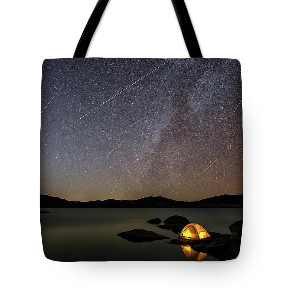 Milky Way Tote Bag featuring the photograph Geminid Dreams by Chuck Rasco Photography