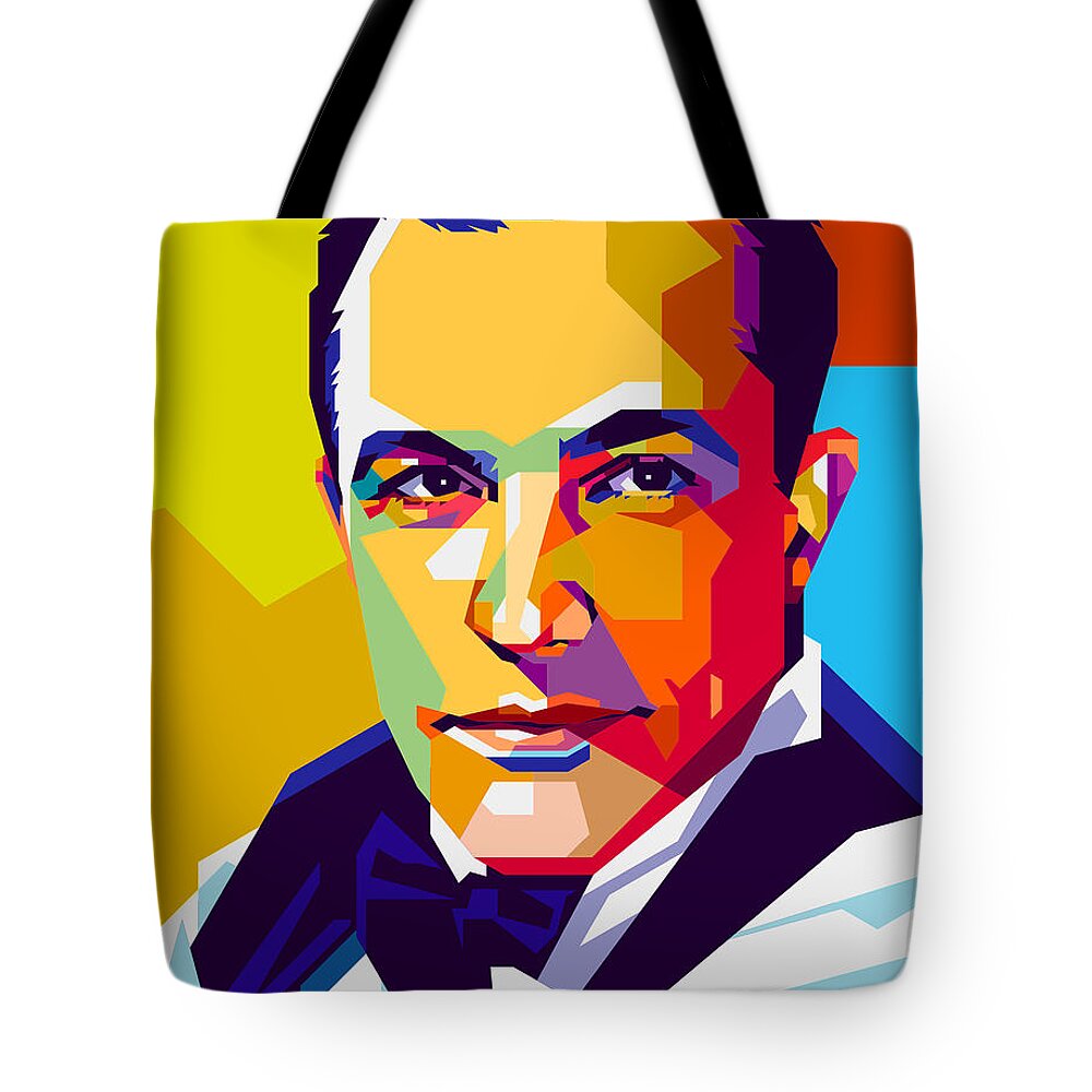 Gene Tote Bag featuring the mixed media Gene Kelly - early career by Stars on Art