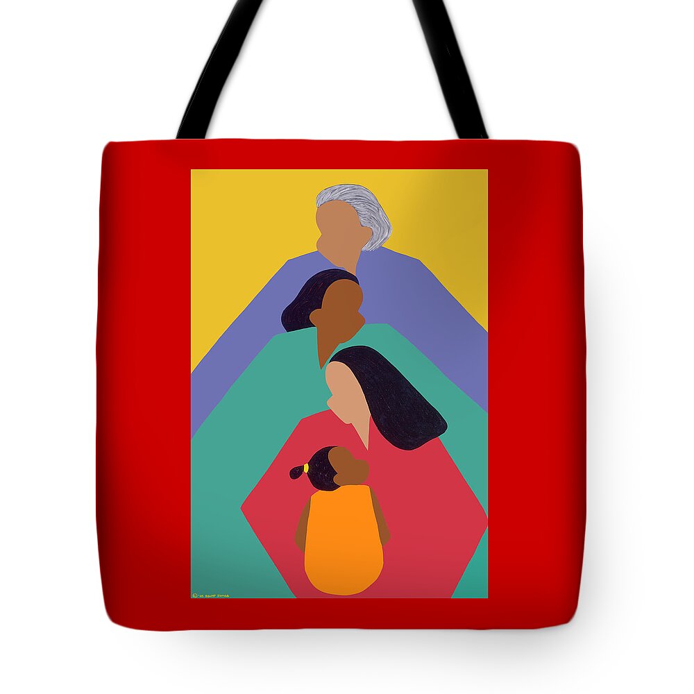 Four Generations Tote Bag featuring the painting Generations by Synthia SAINT JAMES