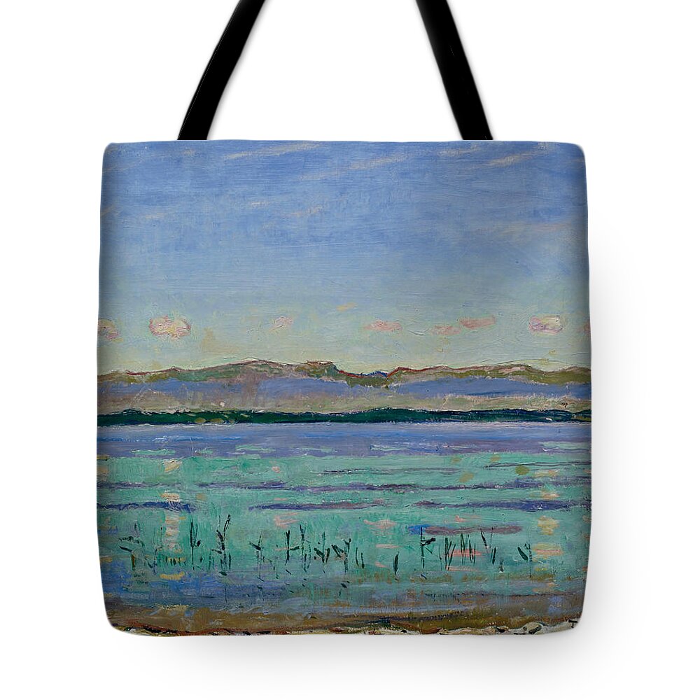 Ferdinand Tote Bag featuring the painting Genfersee mit Jura by Ferdinand Hodler