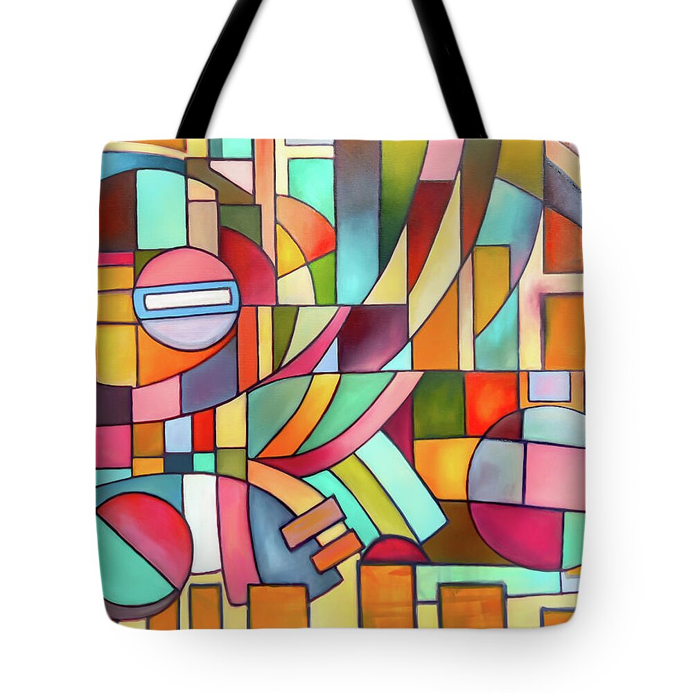 Geometric Abstract Tote Bag featuring the painting Geometric Flow by Jason Williamson