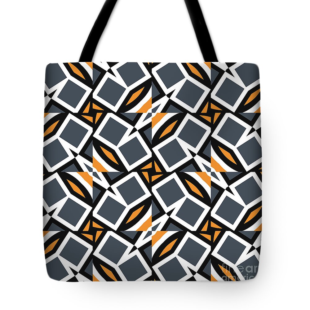 Design Tote Bag featuring the digital art Geometric Pattern 2600 - Grey Orange by Philip Preston