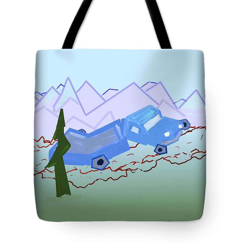 Abstract Tote Bag featuring the digital art Truck on Rough Road by Kae Cheatham