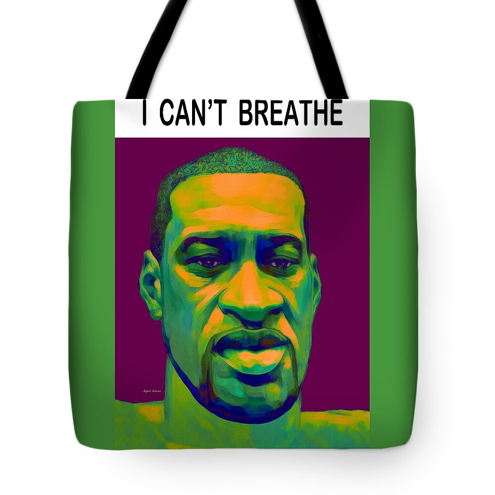 George; Floyd; Black Lives Matter; Blm; Can't Breathe; Justice; Peace Tote Bag featuring the digital art George Floyd - I Can't Breathe by Rafael Salazar