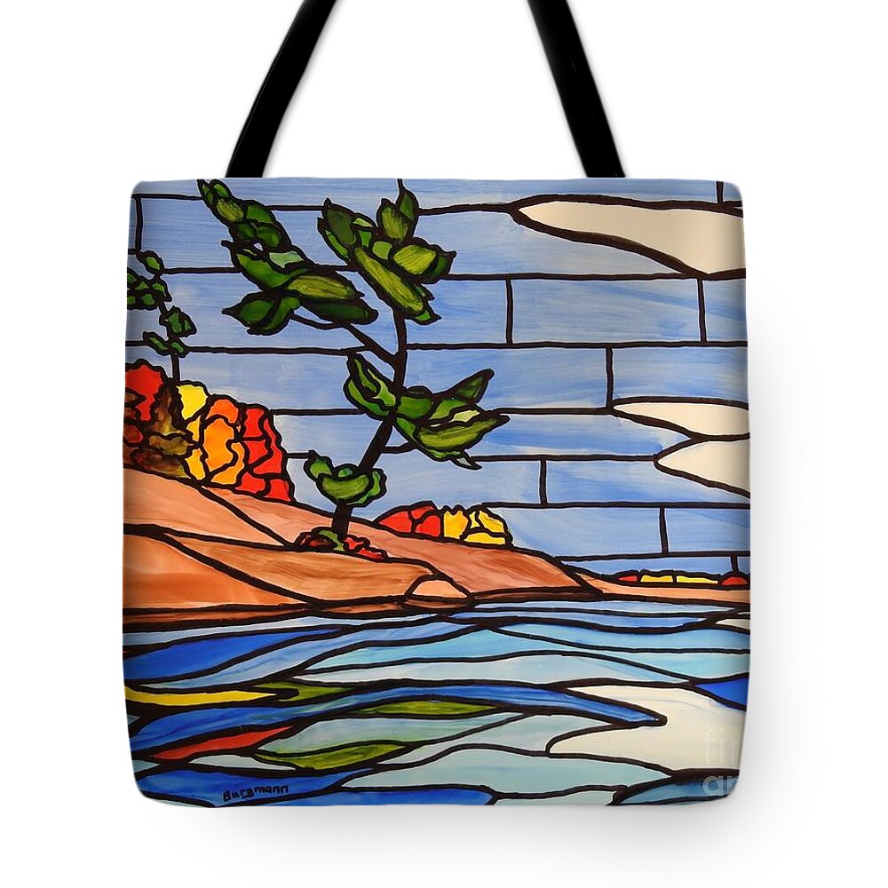 Alcohol Ink Tote Bag featuring the painting Georgian Bay SG15 by Petra Burgmann