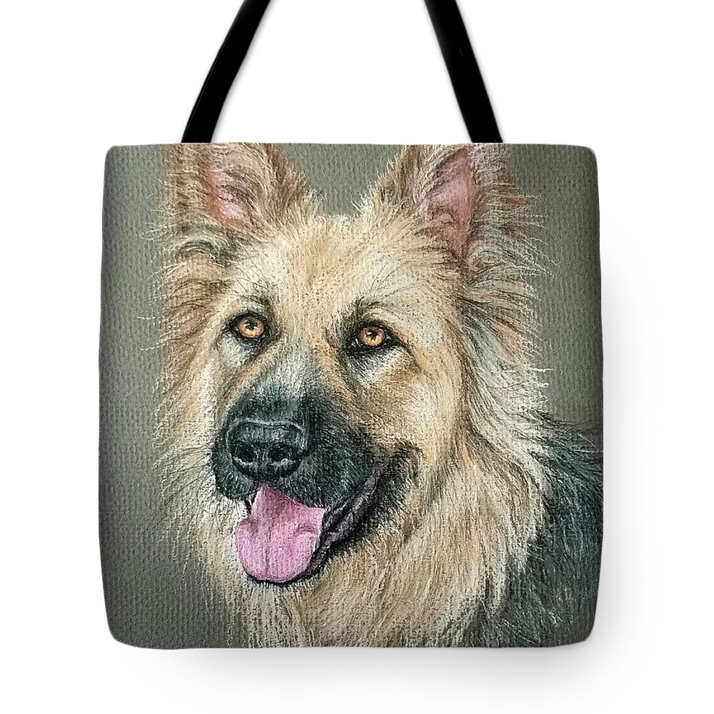 Shepherd Tote Bag featuring the drawing German Shepherd by Pamela Sanders