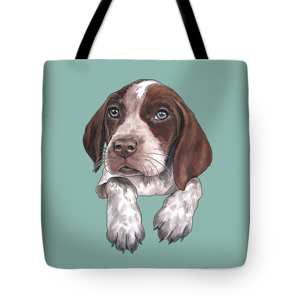 Dog Tote Bag featuring the painting German Shorhaired Pointer Puppy by Jindra Noewi