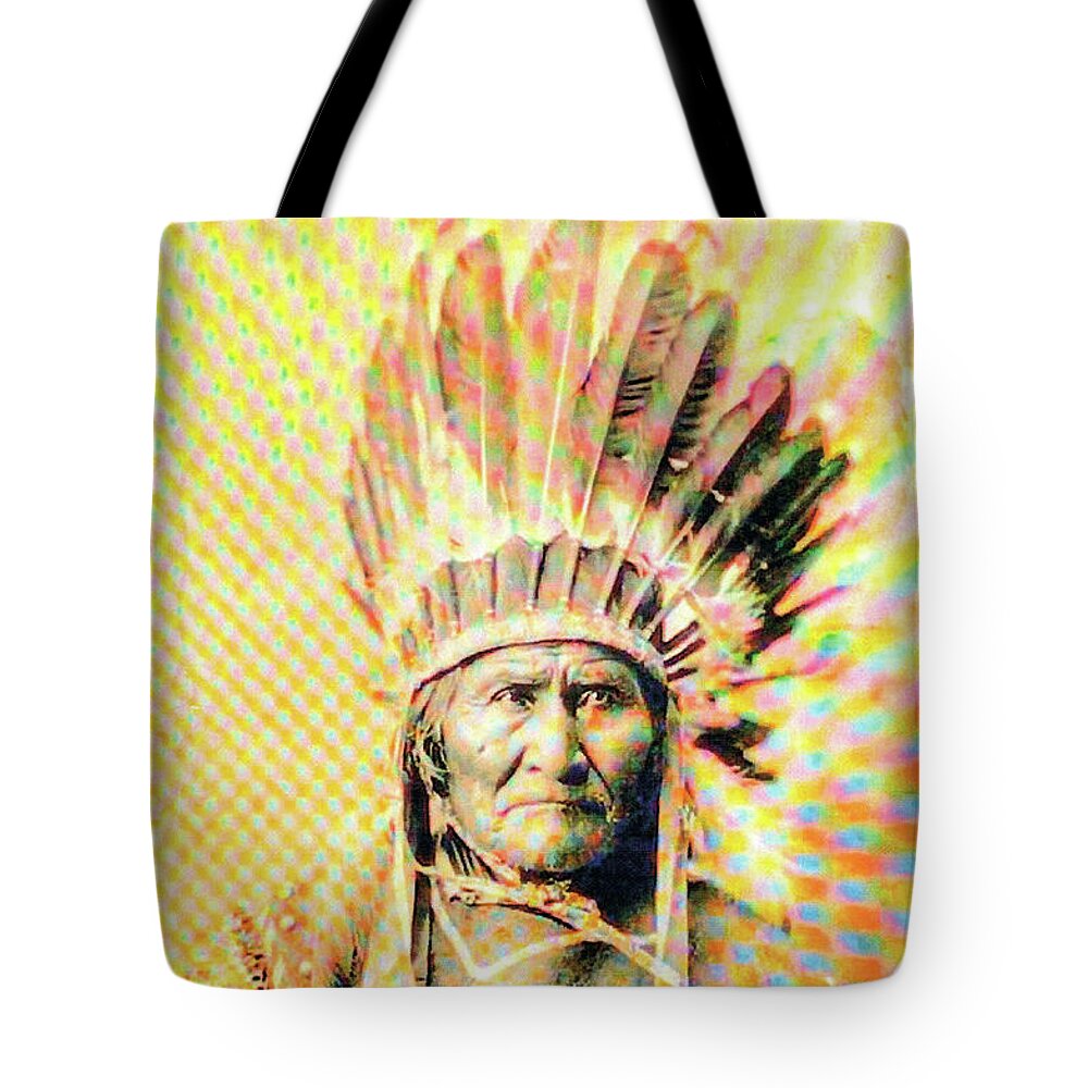 Wunderle Tote Bag featuring the digital art Geronimo Simulation by Wunderle