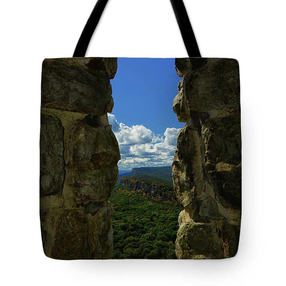 Gertrude's Nose From Mohonk Tower View Tote Bag featuring the photograph Gertrude's Nose from Mohonk Tower View by Raymond Salani III