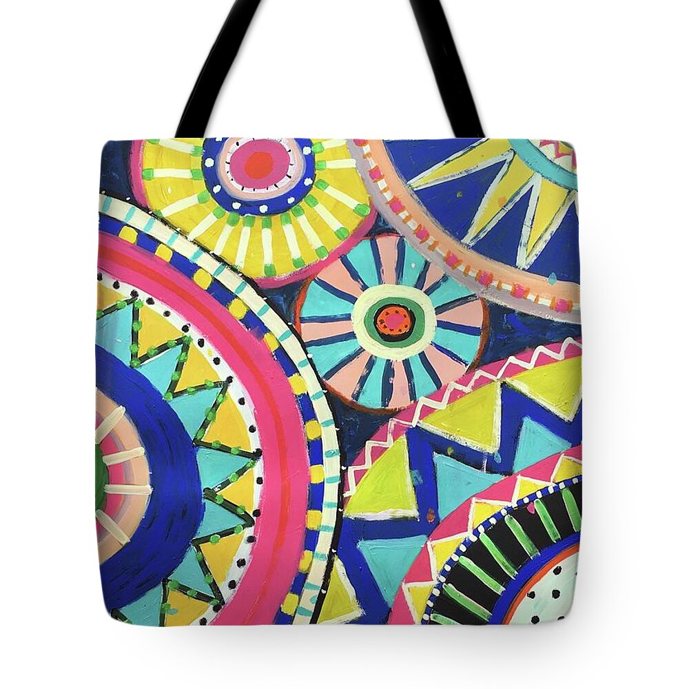 Cheerful Tote Bag featuring the painting Get Happy by Cyndie Katz