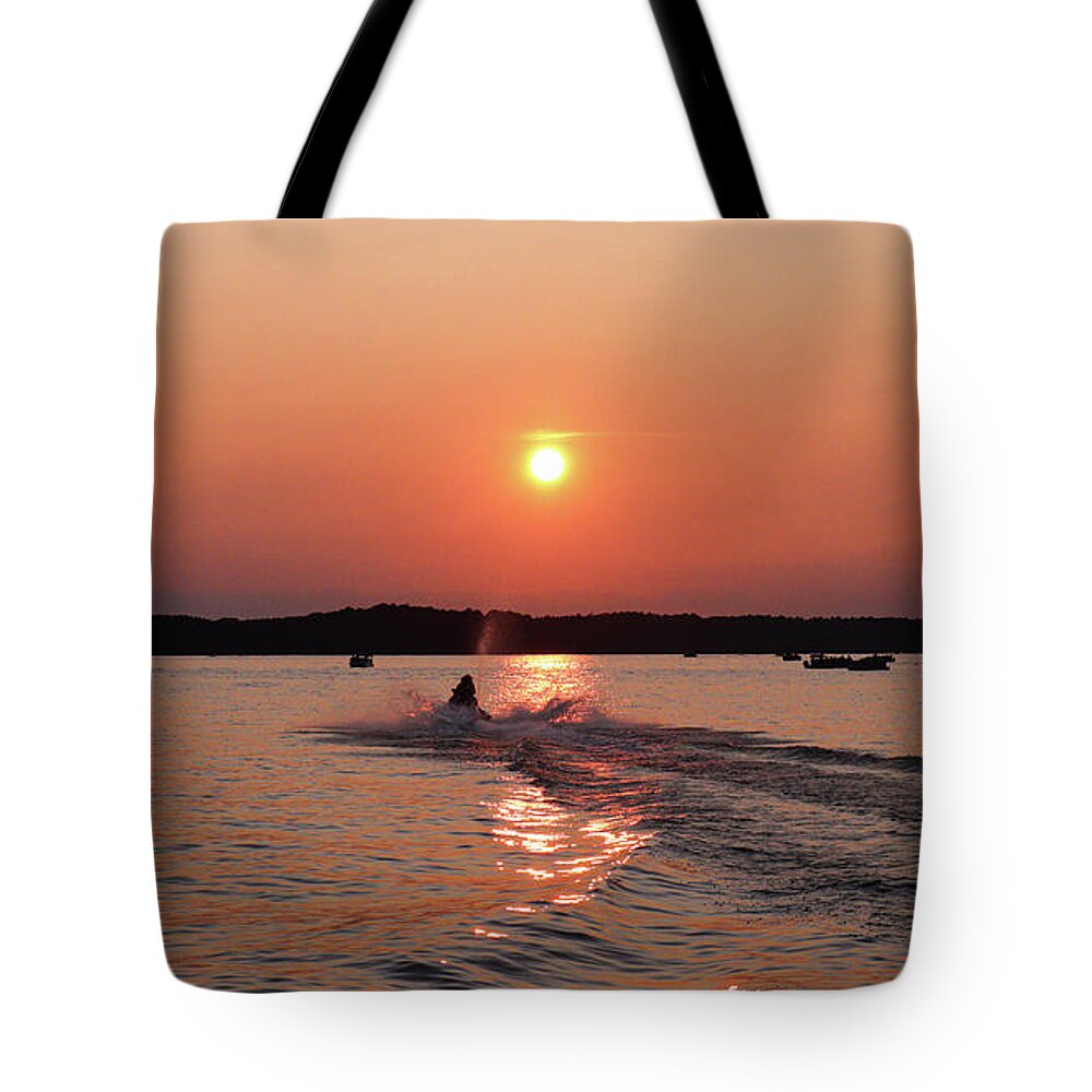 Lake Tote Bag featuring the photograph Getting A Good Fireworks Seat by Ed Williams