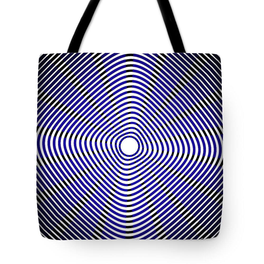 Op Art Tote Bag featuring the mixed media Ghost beams / Deep Blue by Gianni Sarcone