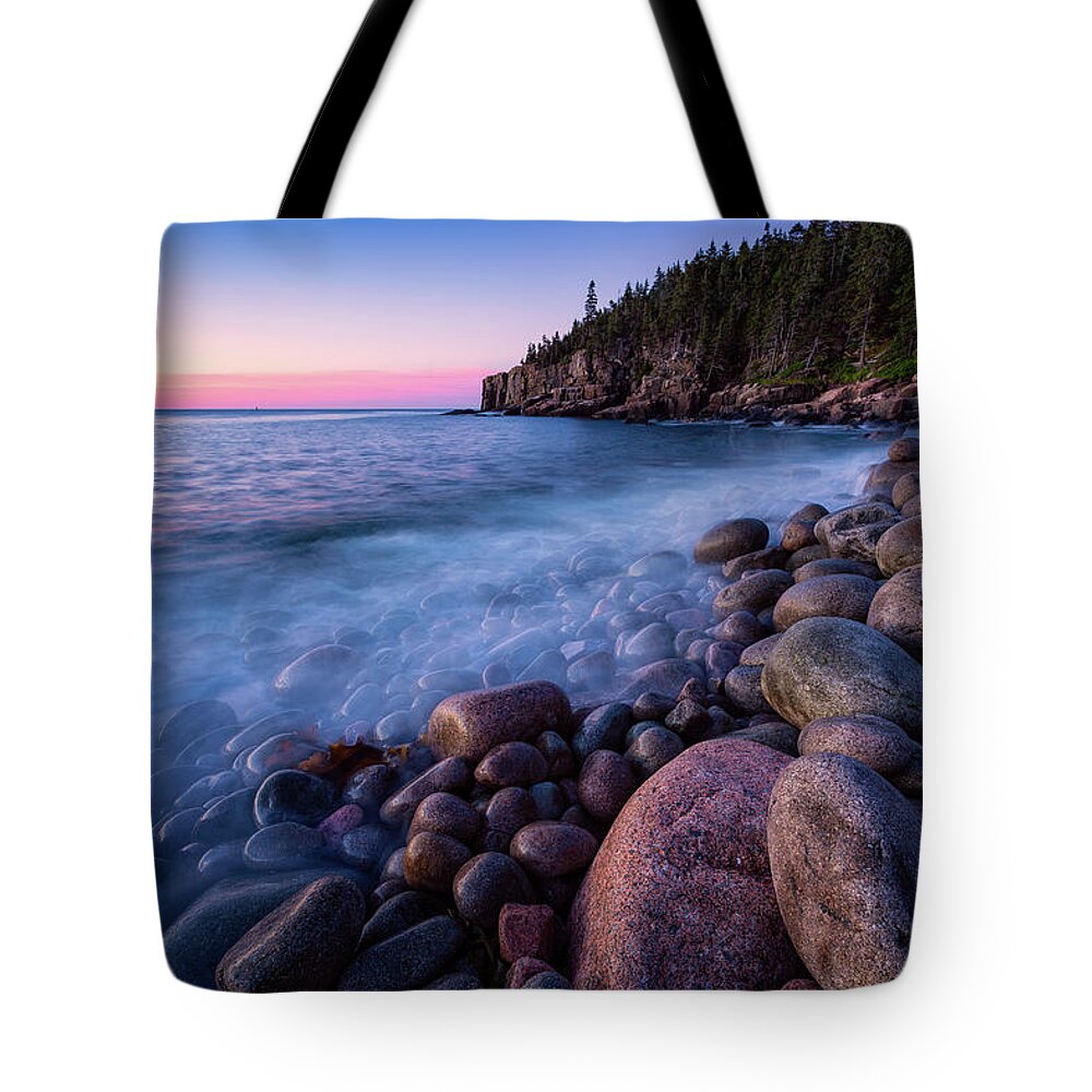 Acadia Tote Bag featuring the photograph Ghost Surf, Acadia National Park. by Jeff Sinon