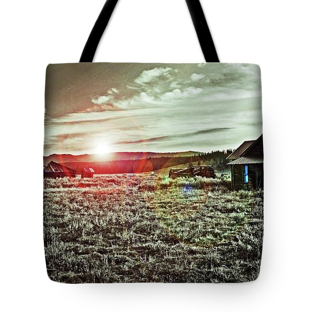 Ghost Town Tote Bag featuring the digital art Ghost Town by Fred Loring