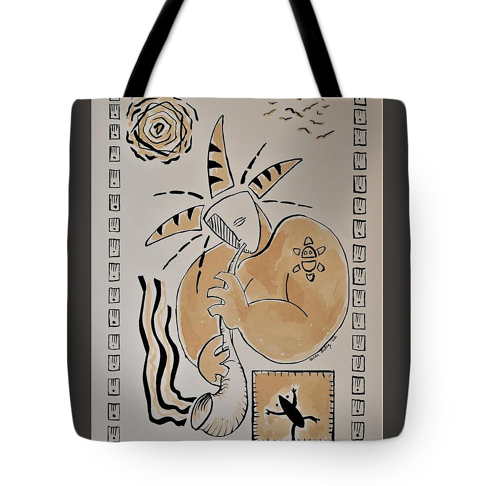 Giant Tote Bag featuring the painting Gigante Caribeno Sax Solo by Oscar Ortiz
