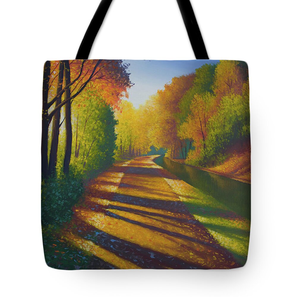 Acrylic Tote Bag featuring the painting Gilded Path by Timothy Stanford