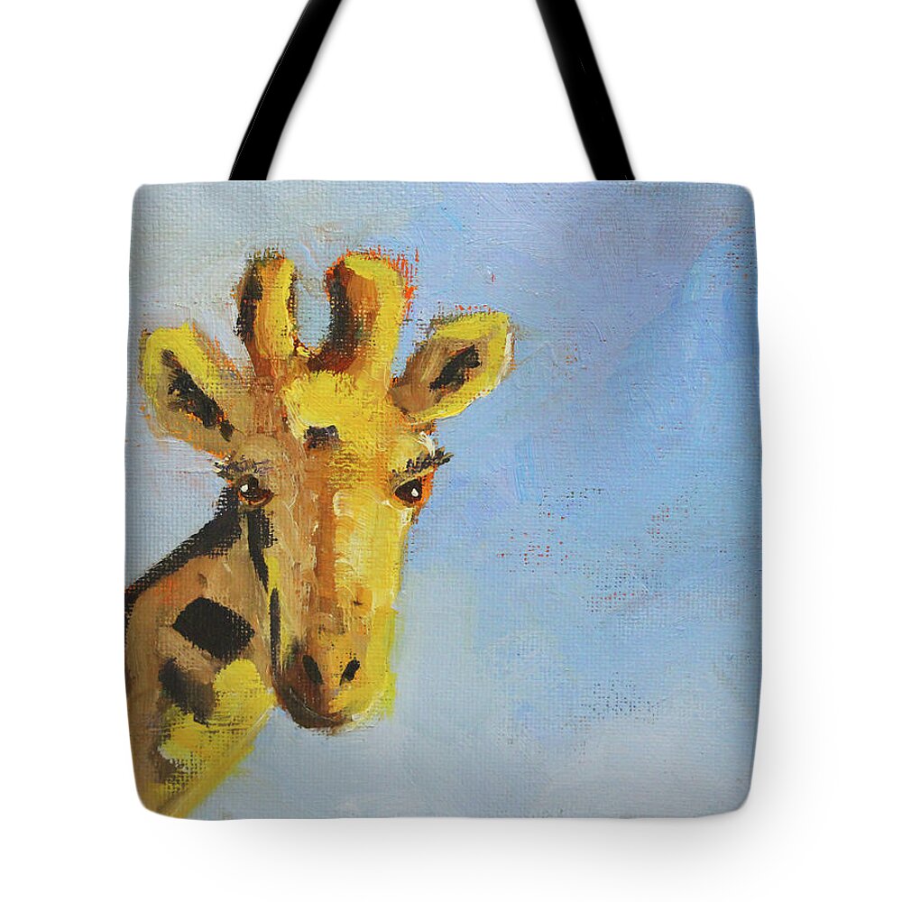 Giraffe Tote Bag featuring the painting Giraffe by Nancy Merkle